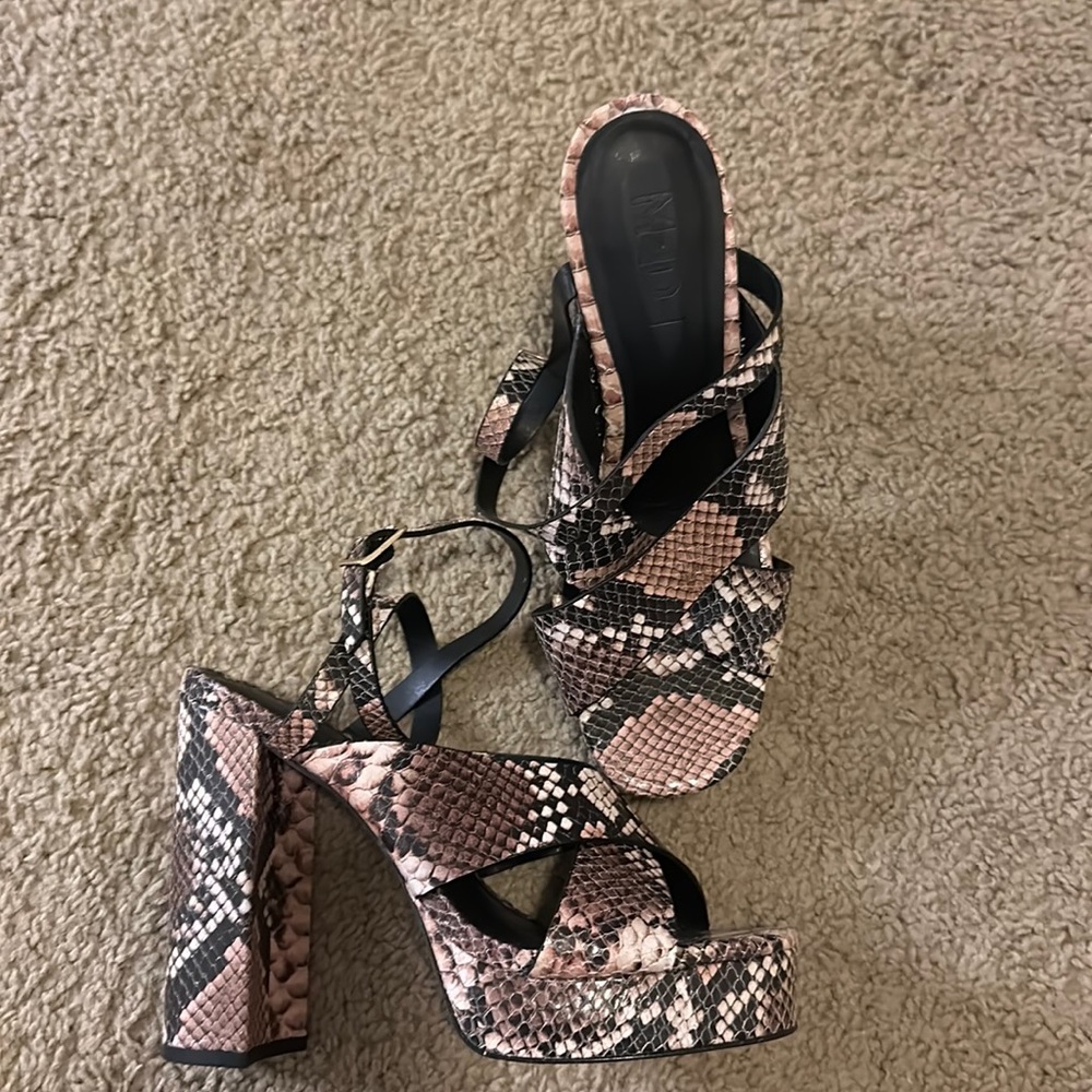 M4D3 Faux Snakeskin Platform Sandals